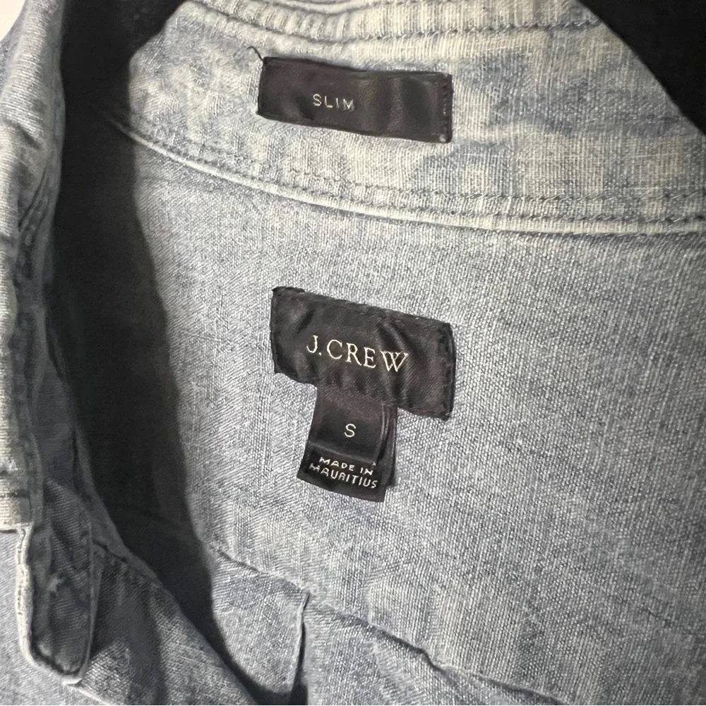 3/$50 J. Crew Stripe Chambray Cotton Denim Slim Button Up Shirt SZ S